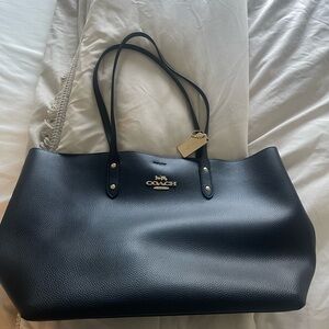 Coach Black Pebbled Leather Tote with Gold Hardware